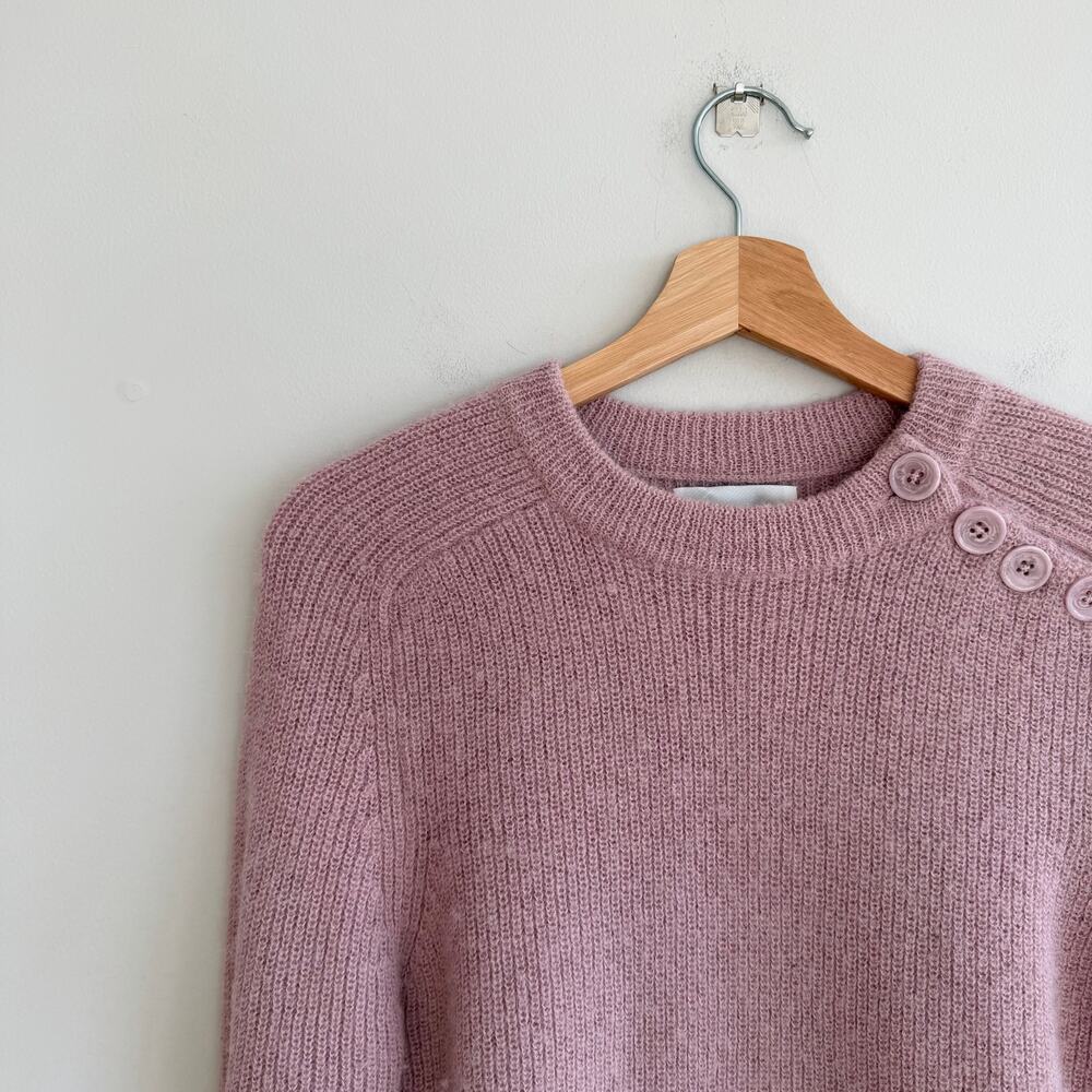 Antik Batik Alpaca Blend Crew Knit Long Sleeve Button Shoulder Sweater Pink S - Picture 4 of 8